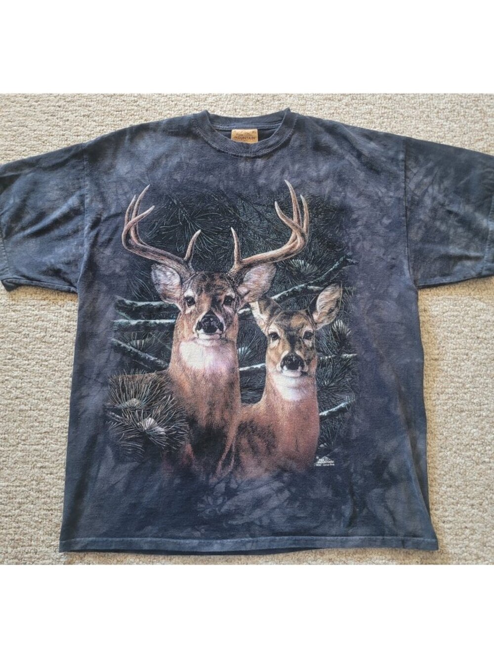 Vintage Y2K The Mountain Deer T Shirt Size XL Tie Dye Graphic Animal Wildlife